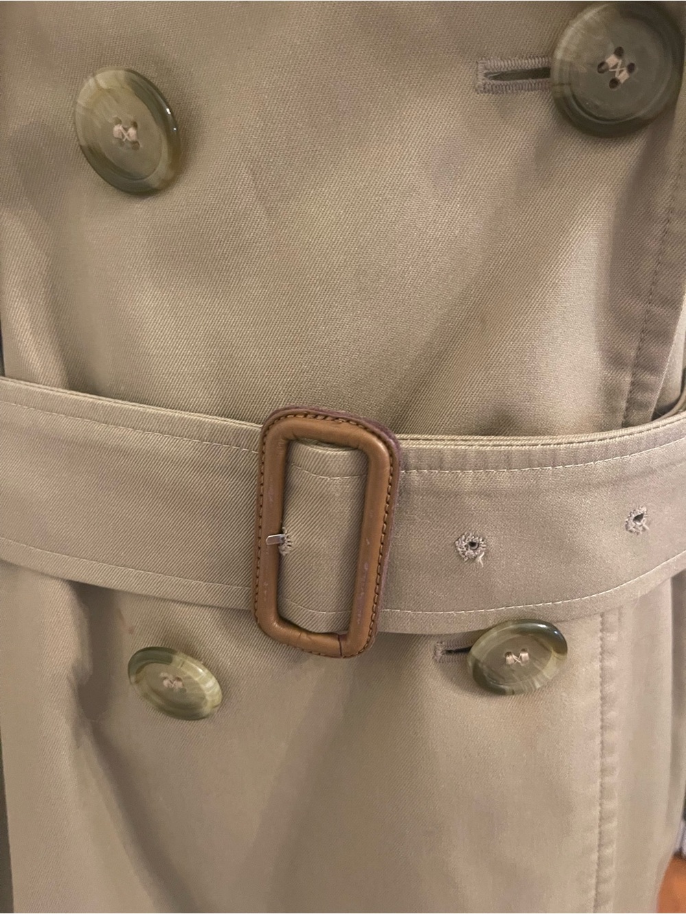Burberry Khaki Double-Breasted Trench Coat with Waist Belt - Picture 5 of 16